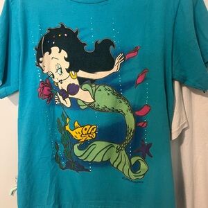 Teal Graphic T-Shirt with Mermaid Design